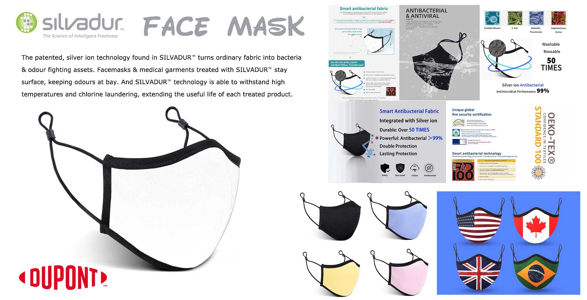 Silvadur Silver Ion Antibacterial Cotton Mask